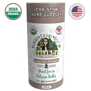 Dry pet shampoo for dogs by Momma Knows Best