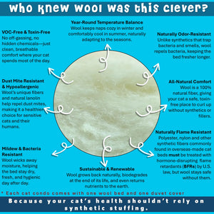 anatomy of wool cat beds made in the us by toe beans