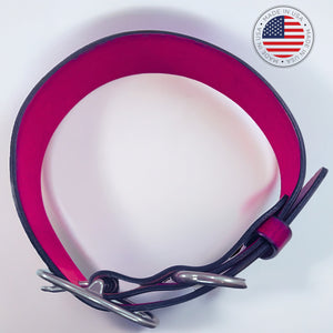 leather dog collar red top view by toe beans