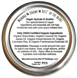 Paw Balm Vegan USDA Certified Organic by Momma Knows Best