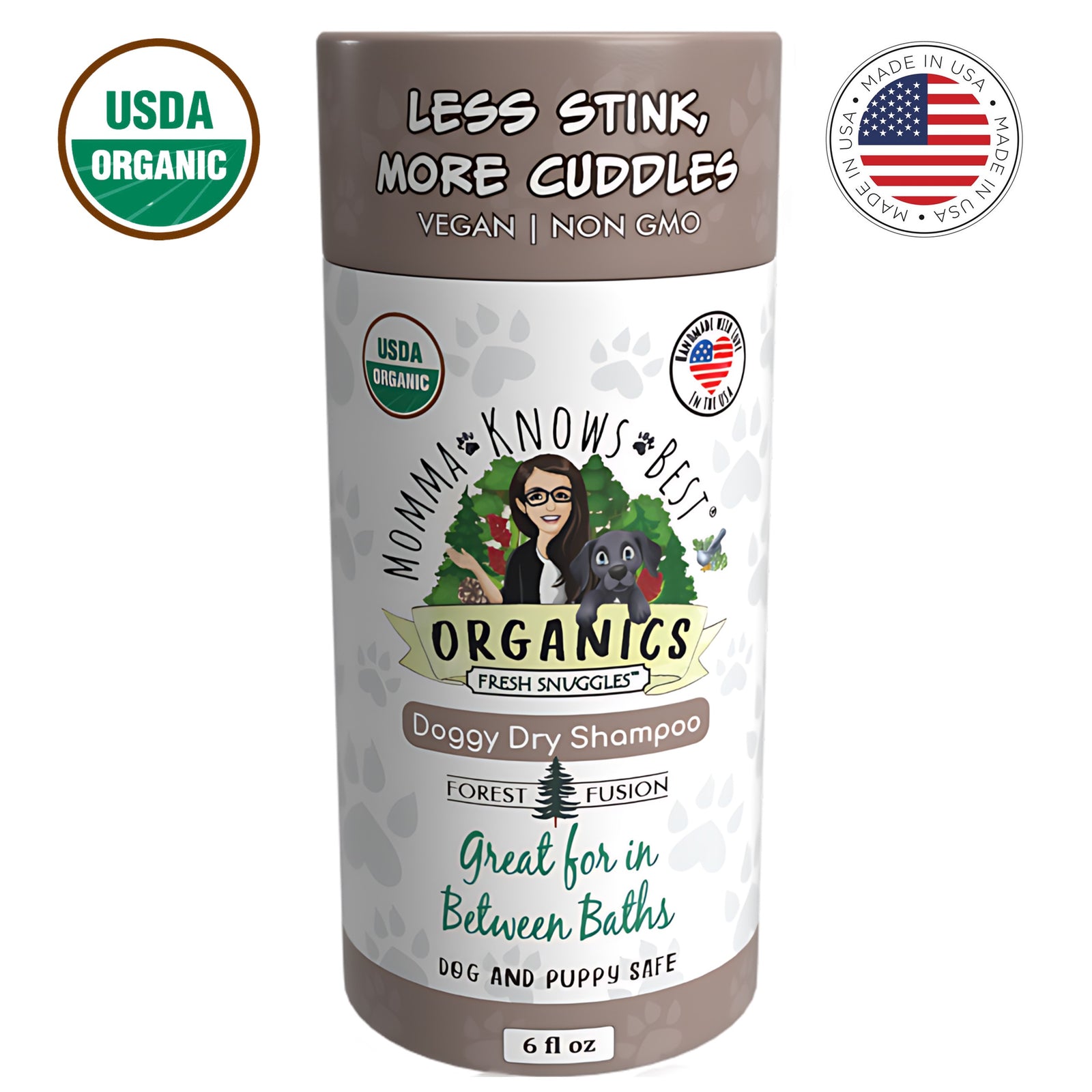 Dry pet shampoo for dogs by Momma Knows Best
