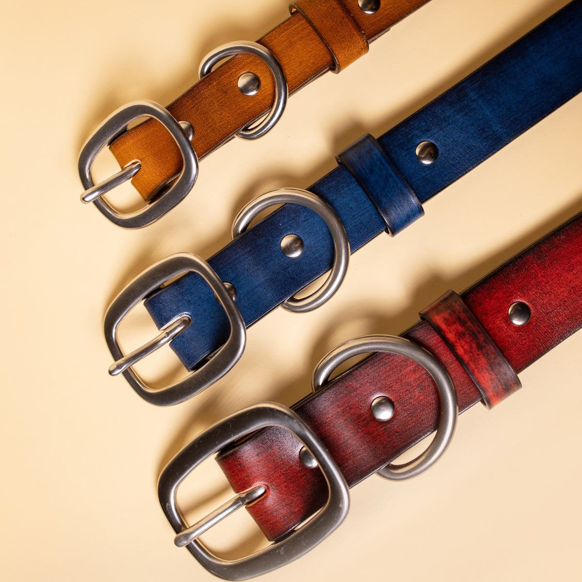 Leather dog collars made in the USA and exclusively available at toe beans