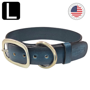 US made leather dog collar rustic blue large by toe beans