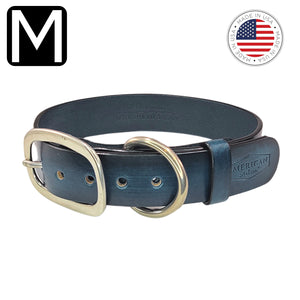 US made leather dog collar rustic blue medium by toe beans