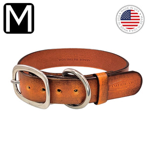 US made leather dog collar rustic brown medium by toe beans