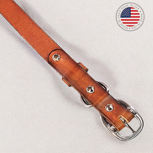 leather dog collar brown hardware by toe beans