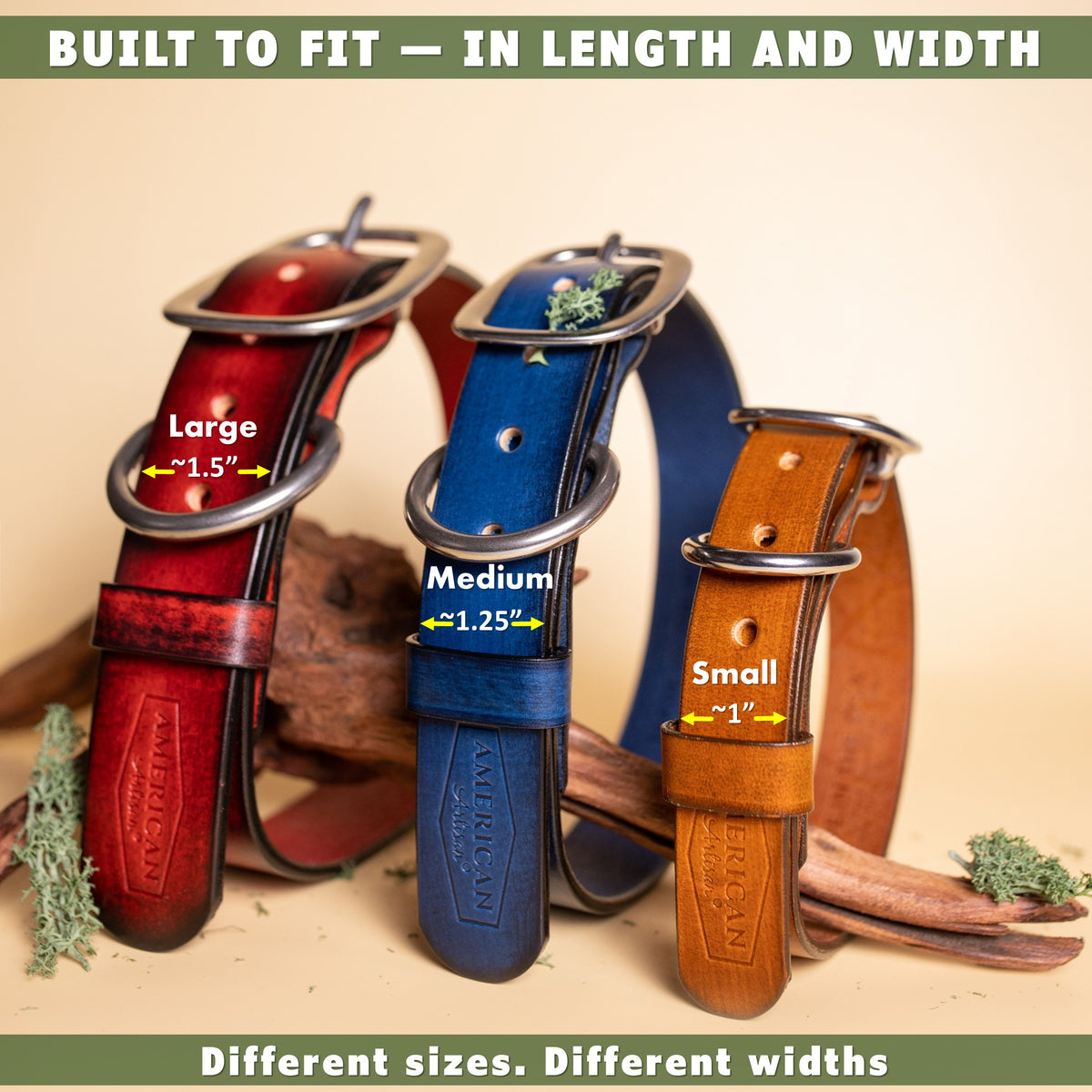 leather dog collars made in usa widths