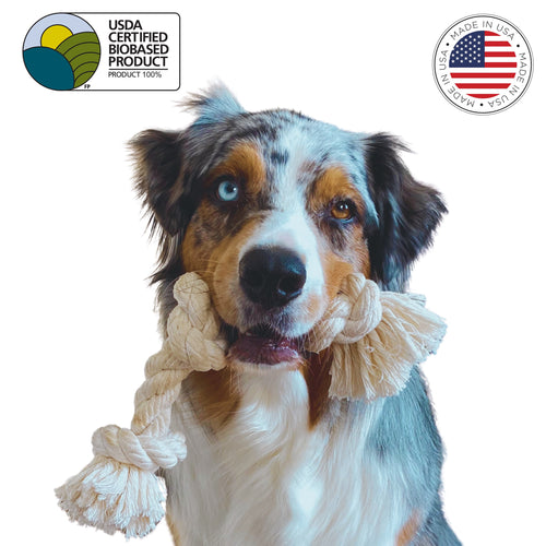 Dog Rope Toy | 3-Knotter | Made in The USA with 100% US Cotton